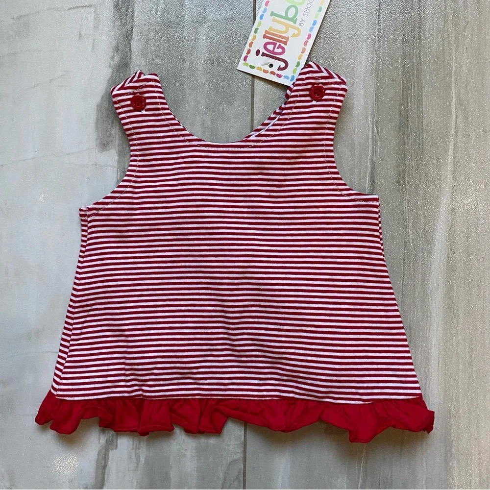 NWT JellyBean Red and White Striped Classic Swing Top and Bubble Shorts Set, 3M